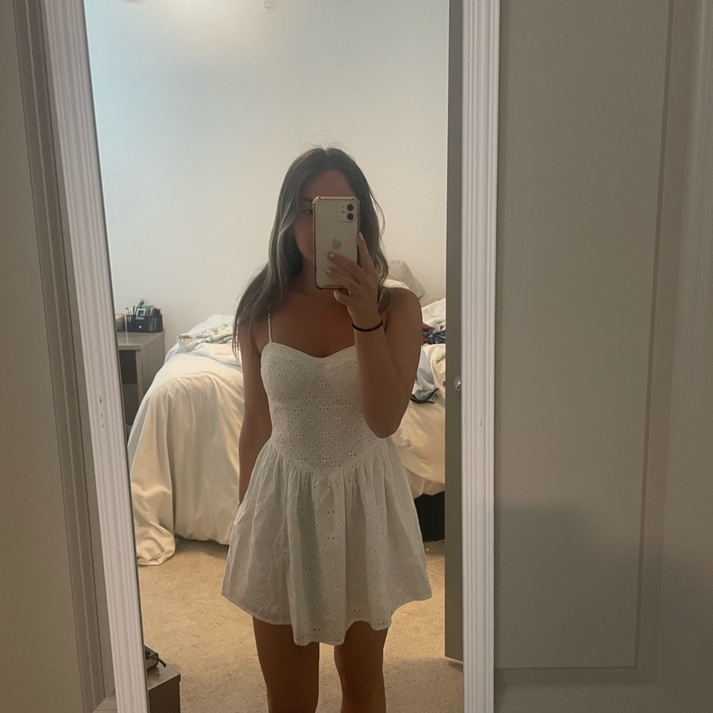 American Eagle Outfitters White Fit and Flare Mini Dress